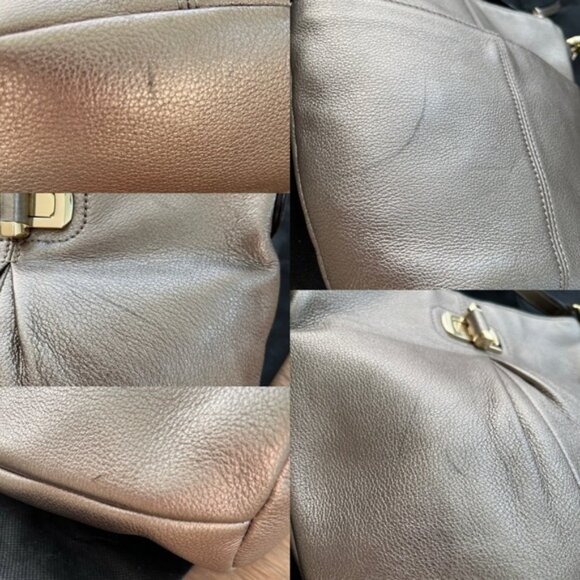 B. MAKOWSKY Metallic Gold Leather Crossbody Bag Turn Lock Branded Dust Bag - Picture 13 of 13